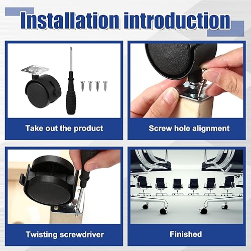 Miniatura 4 de Barydat 8 ruedas de muebles de 1.5 pulgadas con ruedas giratorias de repuesto, ruedas pequeñas de nailon de plástico para carrito rodante, mesa,