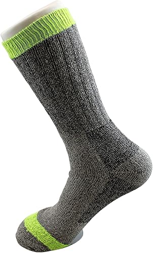 Vista 3 de Dependable Industries - 6 pares de calcetines de trabajo resistentes de construcción HD, calcetines para botas, talla 10-13, gris, verde neón