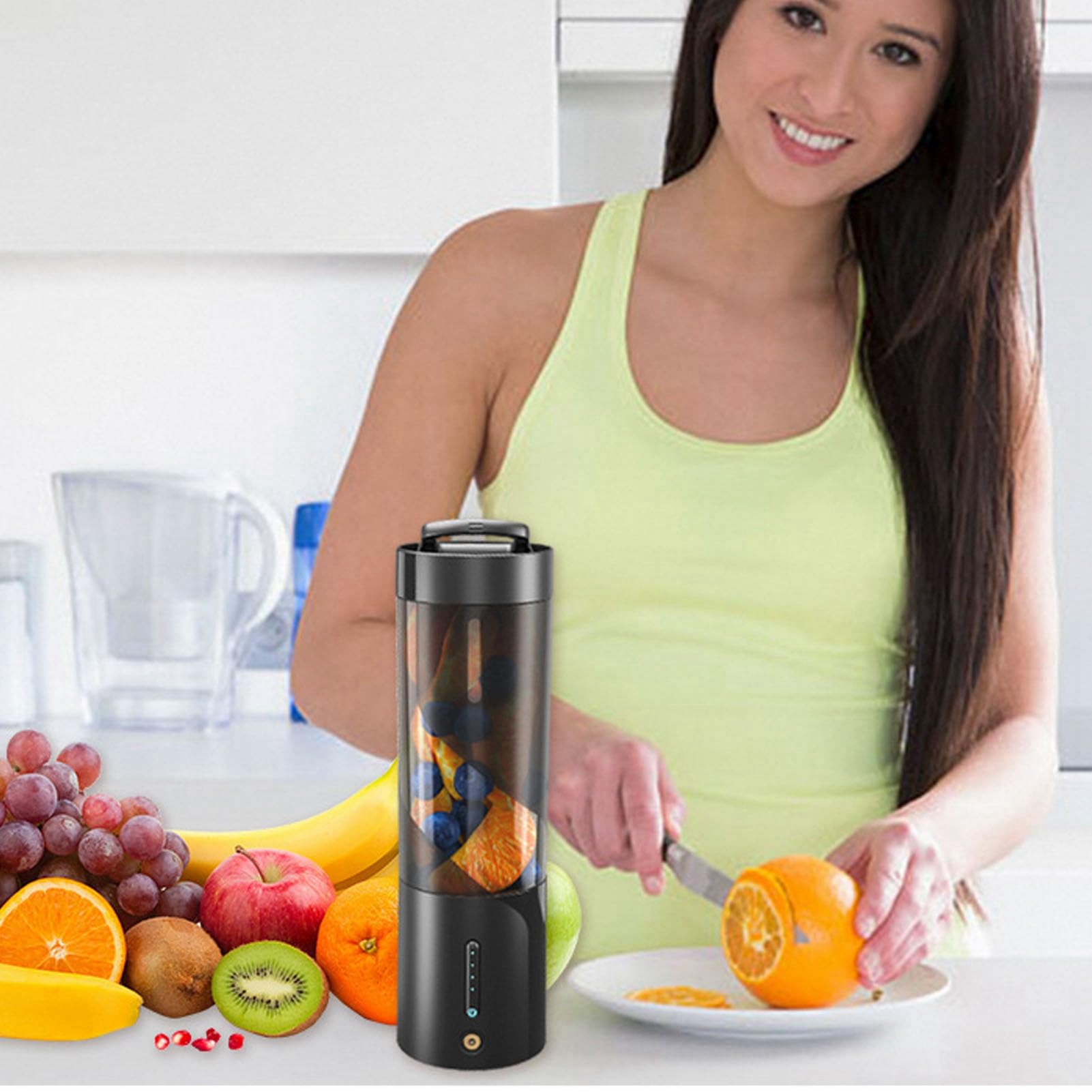 Portable Personal Size Blender, USB Rechargeable, 450ML Juicer Cup for Shakes and Smoothies with 6pcs Stainless Steel Blades, for Traveling, Picnic, Office, Gym Use