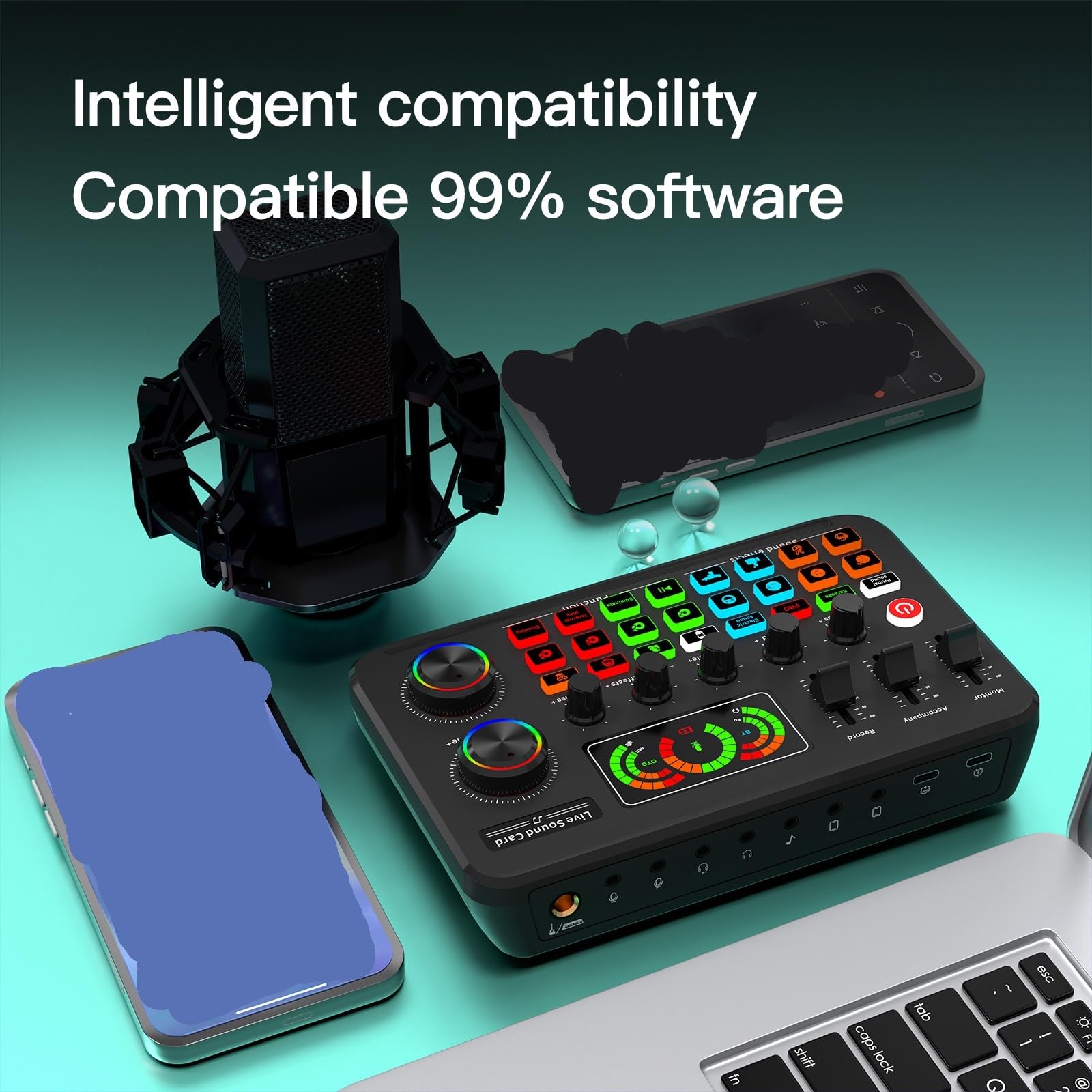 Mixer Audio, 3 pezzi F996MAX Scheda audio live Controller DJ Podcasting Studio Registrazione Mixer professionale