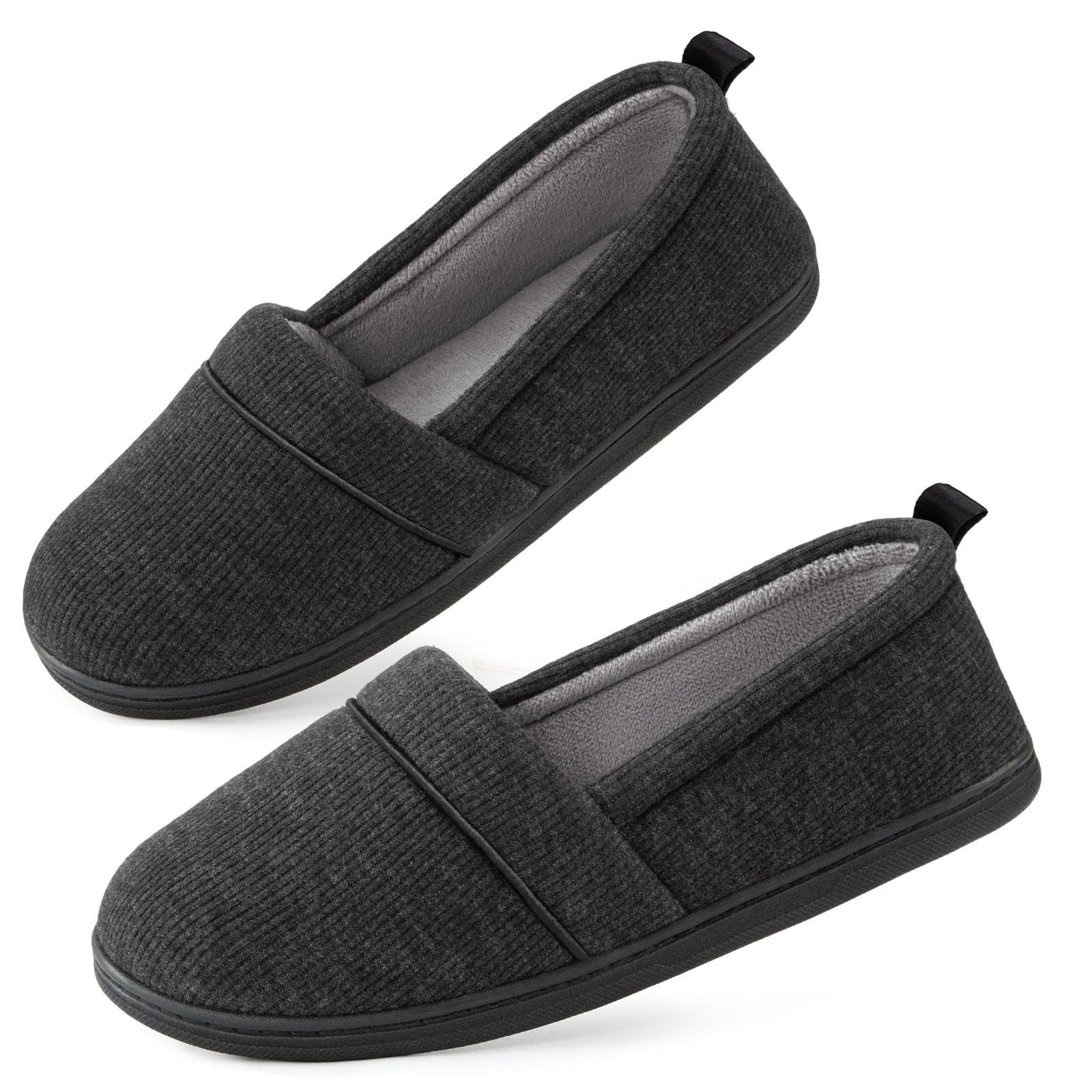 EverFoams Damen Gemütliche Memory Foam Hausschuhe, Leichte Frottee Halbschuhe mit Rutschfester Gummisohle