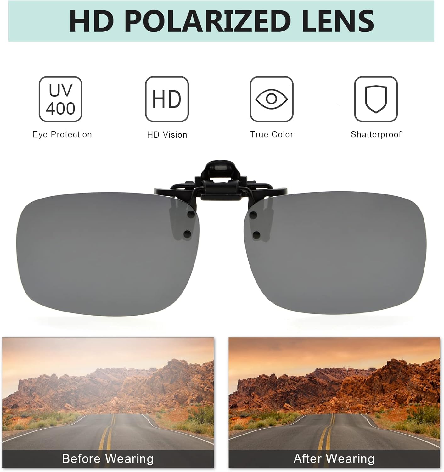 Eyekepper 4 Pack Flip-up Clip-On Sunglasses 59x39 MM Metal Wear Over Glasses - Image 6