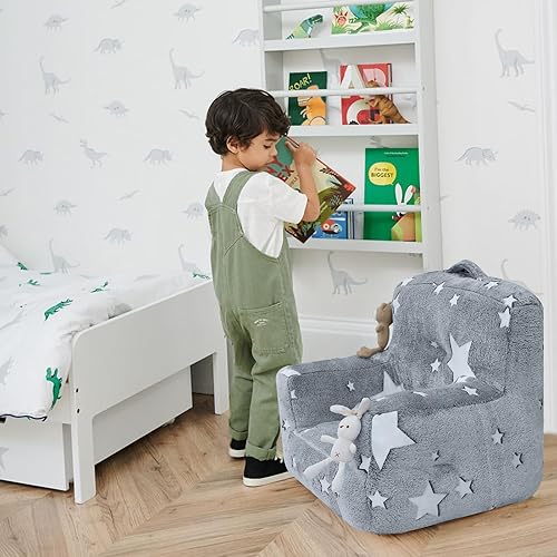 Miniatura 7 de MeMoreCool Sofá para niños, sofá brillante, cómodo sofá para niños, sofá puf para dormitorio, muebles de sala de juegos, silla de felpa suave para