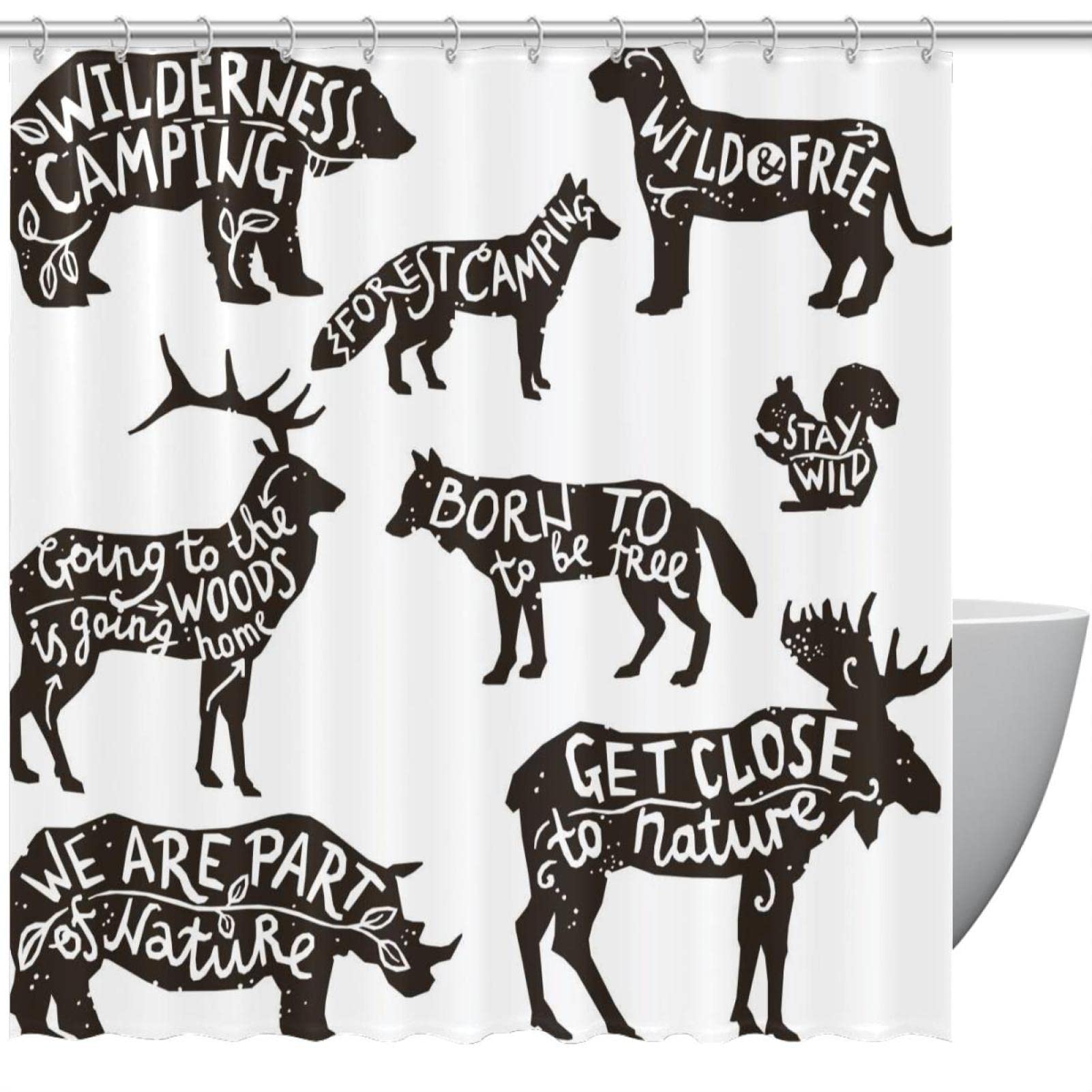Rideau de douche imperméable animaux sauvages 183 x 183 cm coloré