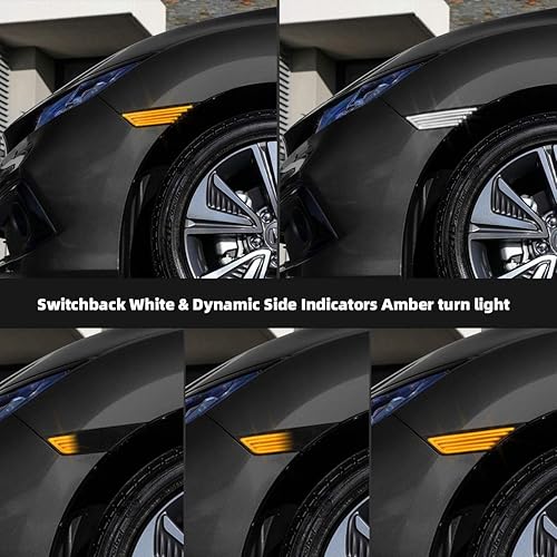 Miniatura 3 de Gempro Switchback - Luces LED laterales de lente ahumada, luces direccionales secuenciales de repuesto para Honda Civic 2016-2021, reflector de