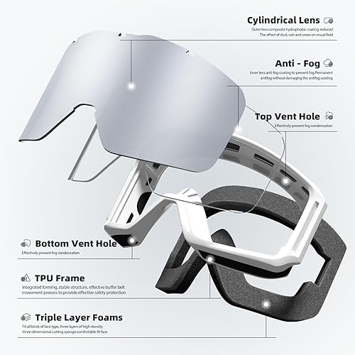 Miniatura 4 de Gafas de esquí y snowboard para hombres, mujeres y jóvenes, protección OTG 100% UV