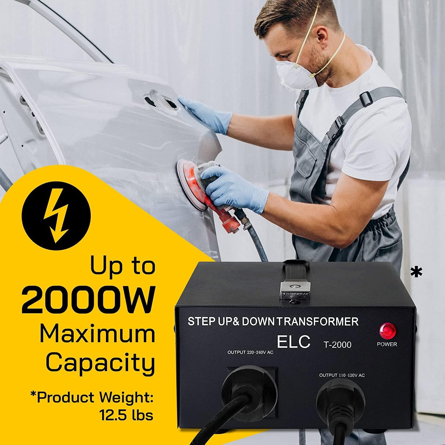 ELC T Series 2000+ Watt Voltage Converter Transformer - Step Up/Down - 110v to 220v / 220v to 110v Power Converter - Circuit Breaker Protection, CE Certified [3-Years Warranty]