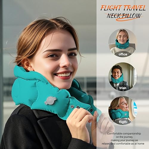 Miniatura 14 de Almohada inflable de viaje para avión, almohada inflable para el cuello, para viajes, oficina, siesta, soporte para el cuello, compra 1 y obtén 3 C