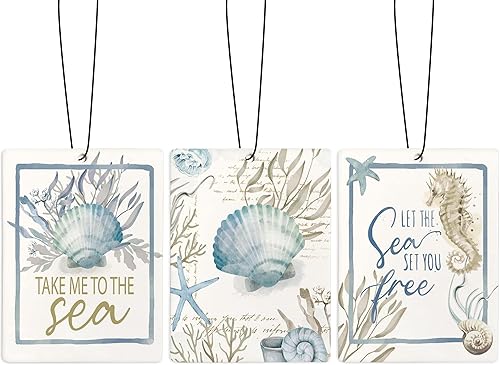 Miniatura 10 de Ambientador de aire para automóvil, retro Y2K costero playero, ambientador colgante de 3 piezas para autos, armario, cajón o libros, decoración de