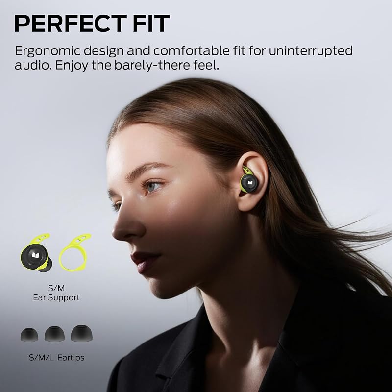 Monster Champion Wireless Earbuds, IPX8 Waterproof Sports Headphones with aptX Deep Bass, CVC 8.0 Call Noise Cancellation, Bluetooth 5.0, Type C Fast Charge, 100Hrs Charging Case image 5