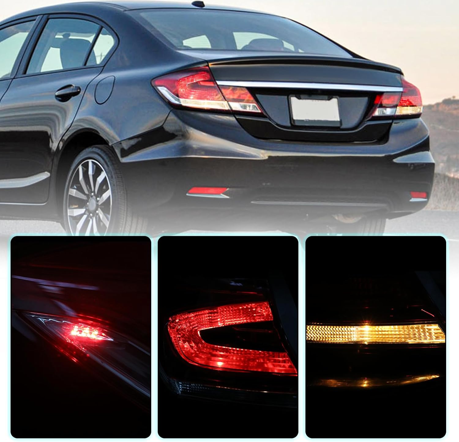 Outer LED Tail Light Assembly Compatible with 2013-2015 Honda Civic Sedan Taillights Rear Tail Lamp Brake Light,LH