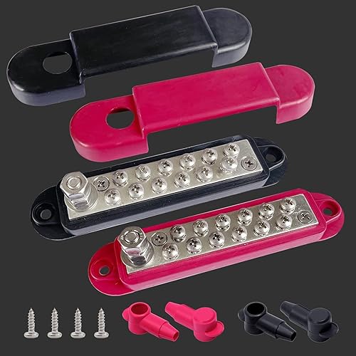 Miniatura 5 de Barra de bus de latón de 5 terminales, bloque de distribución de energía y tierra de 4.2 pulgadas, conexión de batería de barra colectora de latón,