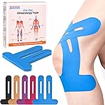 IEADEN Precut Kinesiology Tape for Knees, 10 Pcs - Knee Support & Stability, Knee Pain Relief Athletic Tape - Waterproof & Elastic, Breathable Hypoallergenic Latex-Free Tape, Blue