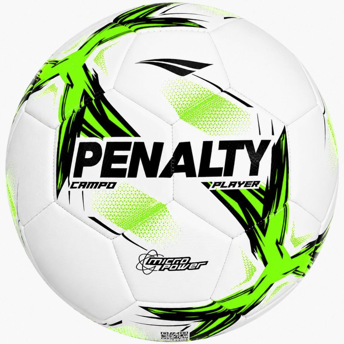 Bola de futebol de campo Penalty Player XXV branca, verde e preta