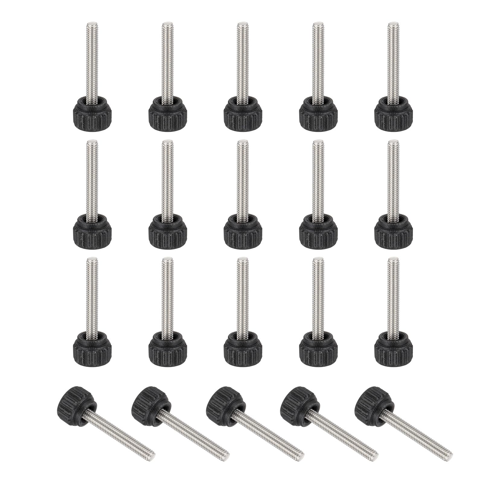 sourcing map 20 Pcs Threaded Knurled Thumbscrew, M4 x 25mm Monitor Mount Arm Screws Stainless Steel Clamping Knobs Grip Thumb Screw for Computer TV