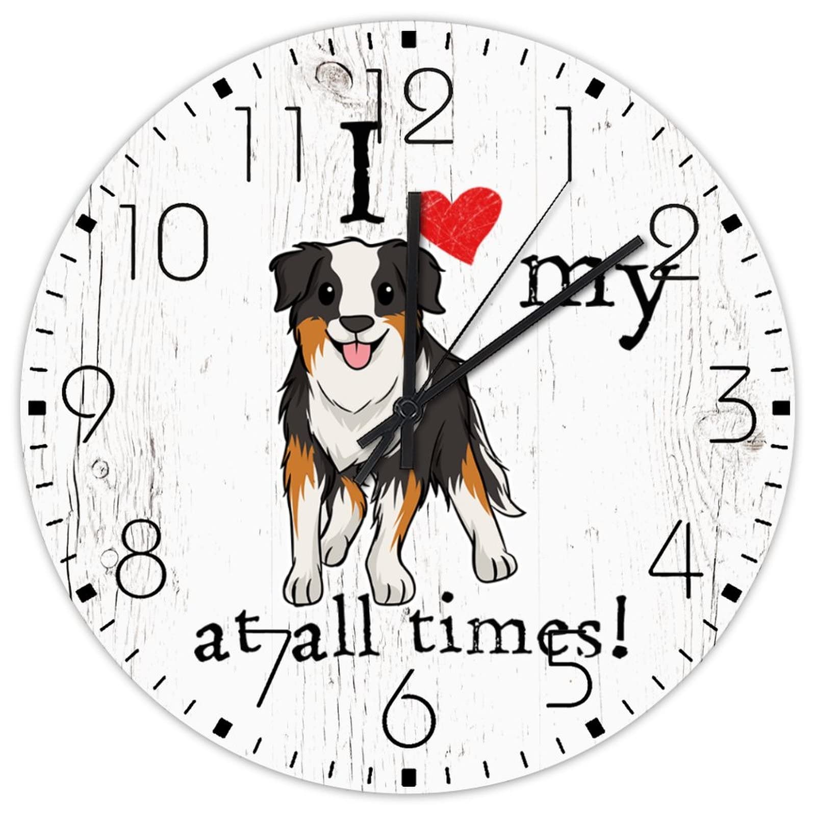 Horloge murale déco I Love My Dogs en bois pour habiller votre salle de bain