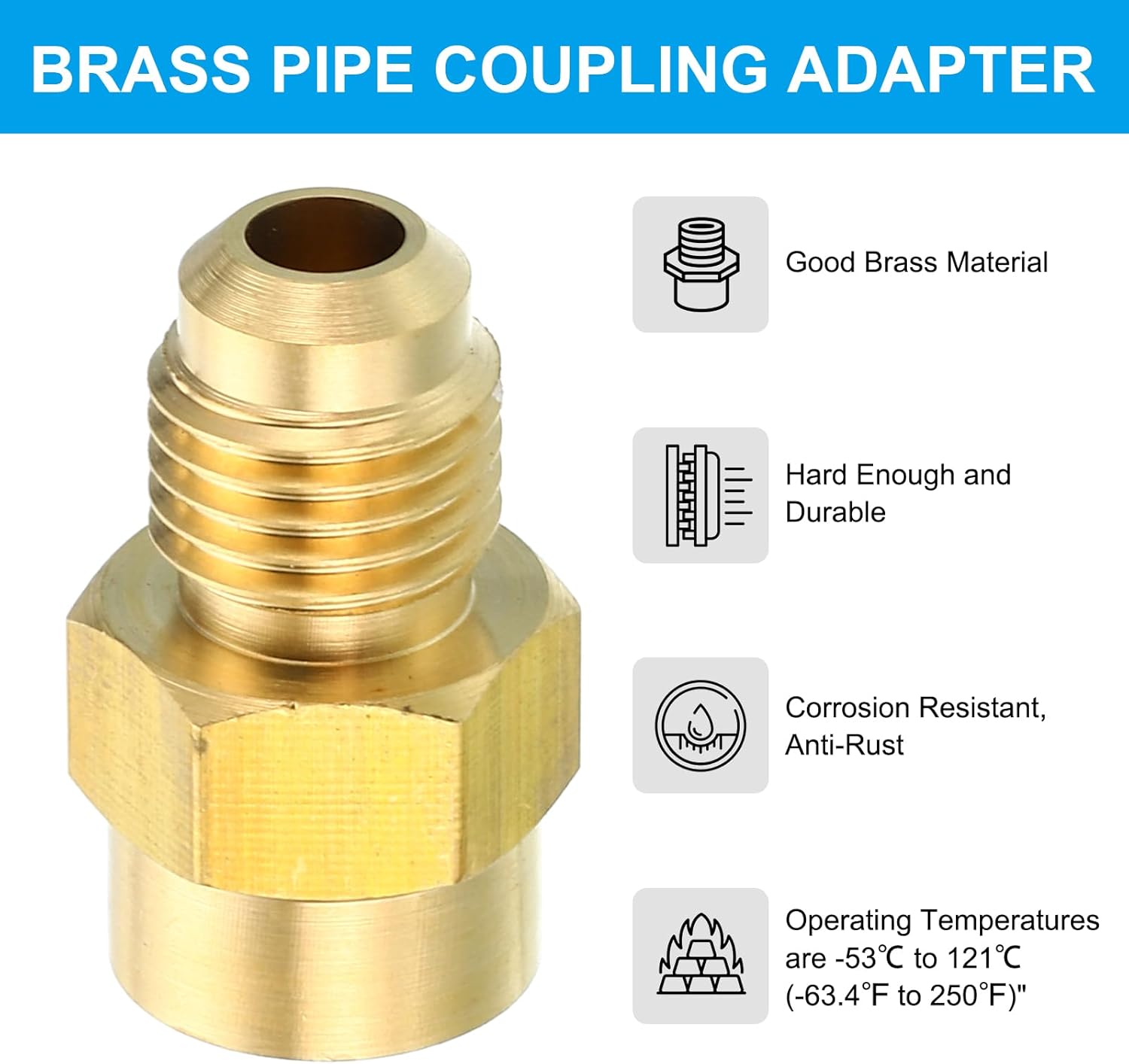 PATIKIL Brass Flare Tube Fitting, 2pcs Union Coupling Gas Adaptor 1/4" SAE 45° Flare Male to 1/8" NPT Female Pipe Connector Adapter with PTFE Tape for Refrigeration Gas System