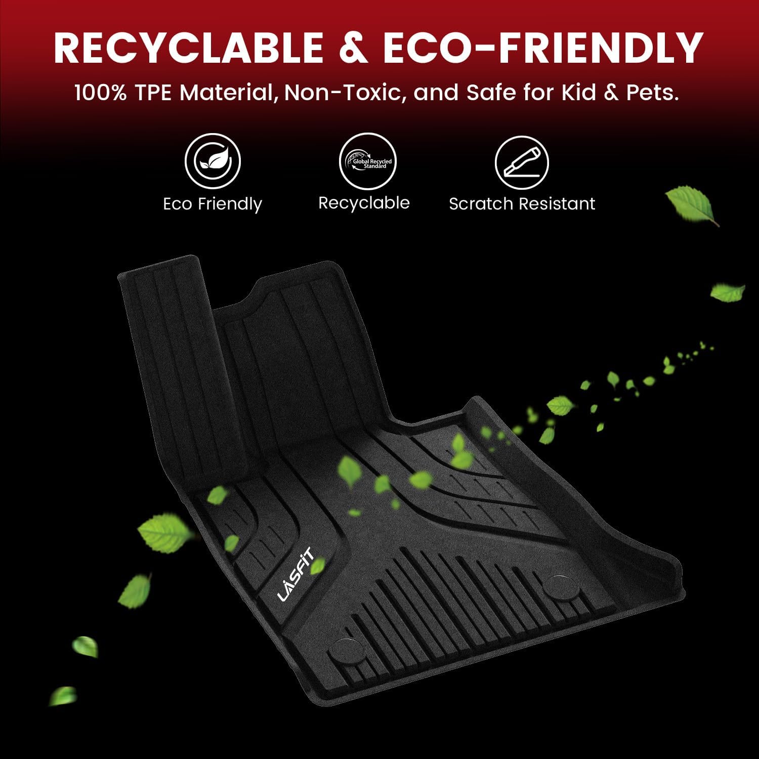 LASFIT Floor Mats for BMW 5 Series G60 2024 2025 2026 530i 540i xDrive, 100% TPE All Weather Custom Fit Floor Liners 1st & 2nd Row Car Liners Accessories Full Set, Black - Image 6