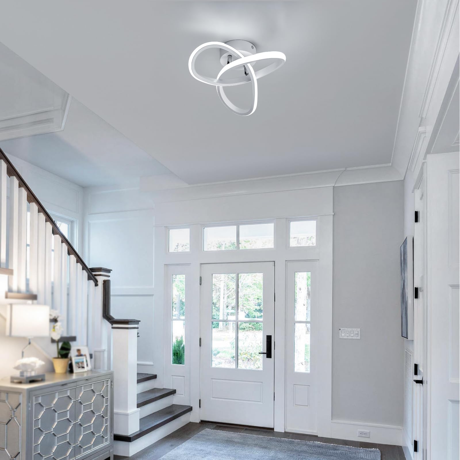 Osairous Plafoniera LED Soffitto Moderna, 22W 2500LM Lampada da Soffitto Design Forma di Fiore, Lampadario LED Bianco Soggiorno per Camera da Letto Cucina Corridoio, Bianco Freddo 6500K, 25CM