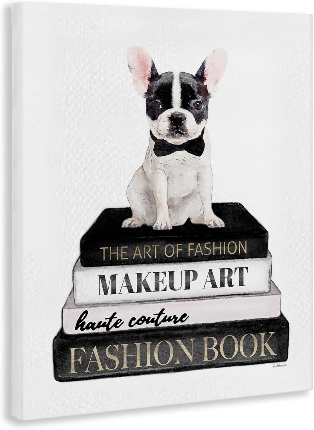 Stupell Industries 'Fancy Boston Terrier Bookcase Dog Fashion Apparel ', Canvas Art, 16 x 20 Inches, Easy to Hang and Sturdy, Made in USA, by Amanda Greenwood