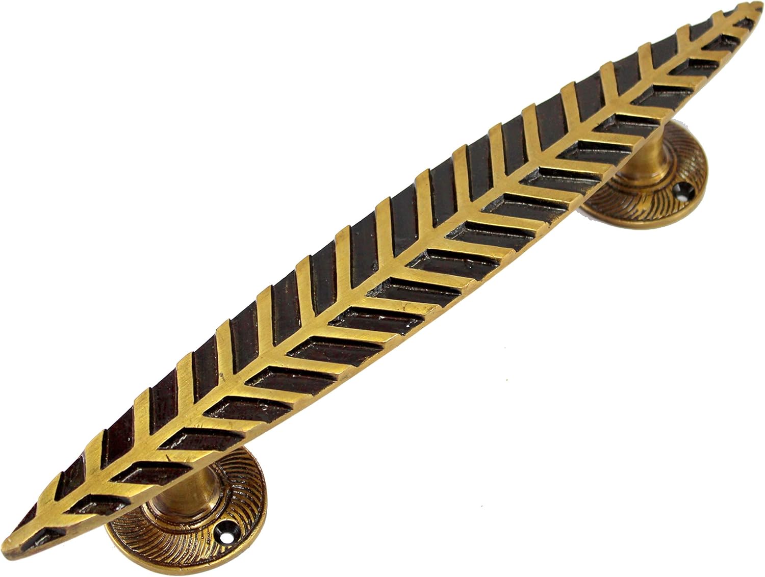 Size 1.75x 1.6 x 12 eSplanade Brass Designer Handle | Home Decor | Door Decor | Brass Door Pulls (Leaf)