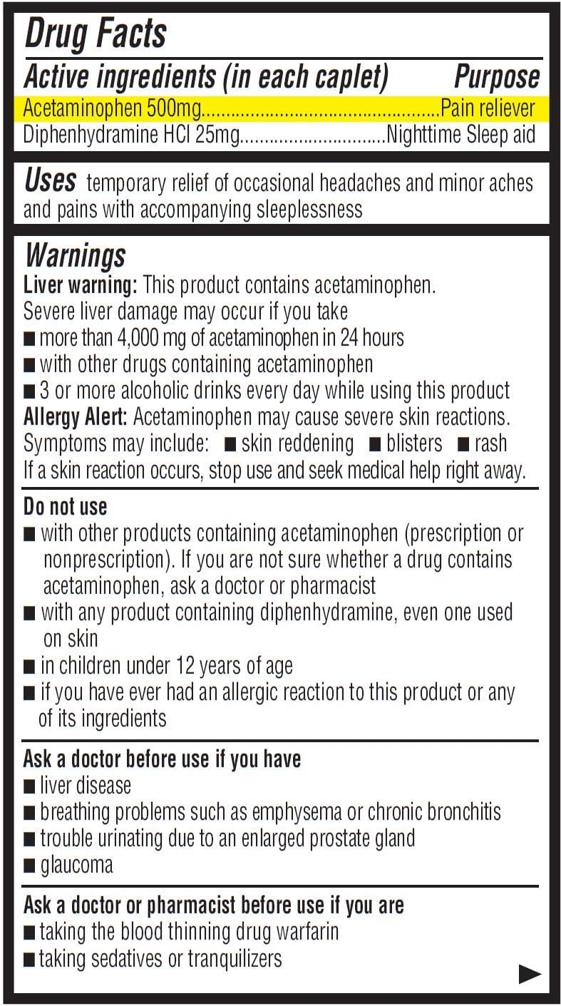 ValuMeds PM Pain Reliever and Nighttime Sleep Aid (375 Count) Acetaminophen 500mg | Fast-Acting Relief for Headaches, Migraines, Minor Aches | Non-Habit Forming