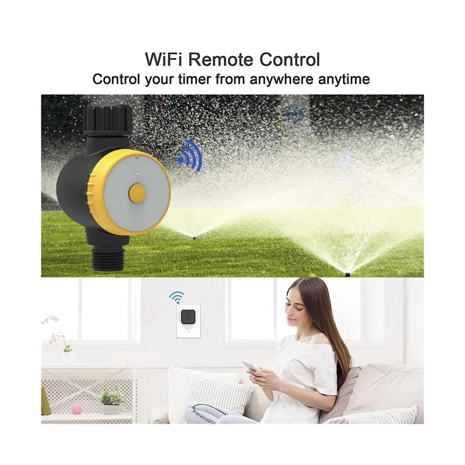 Zegar nawadniania ogrodu Inteligentny zegar nawadniania ogrodu Automatyczny sterownik nawadniania Wi-Fi Zawór wodny Inteligentny system nawadniania ogrodu Wi-Fi Podlewanie trawnika (kolor: 2 timery z