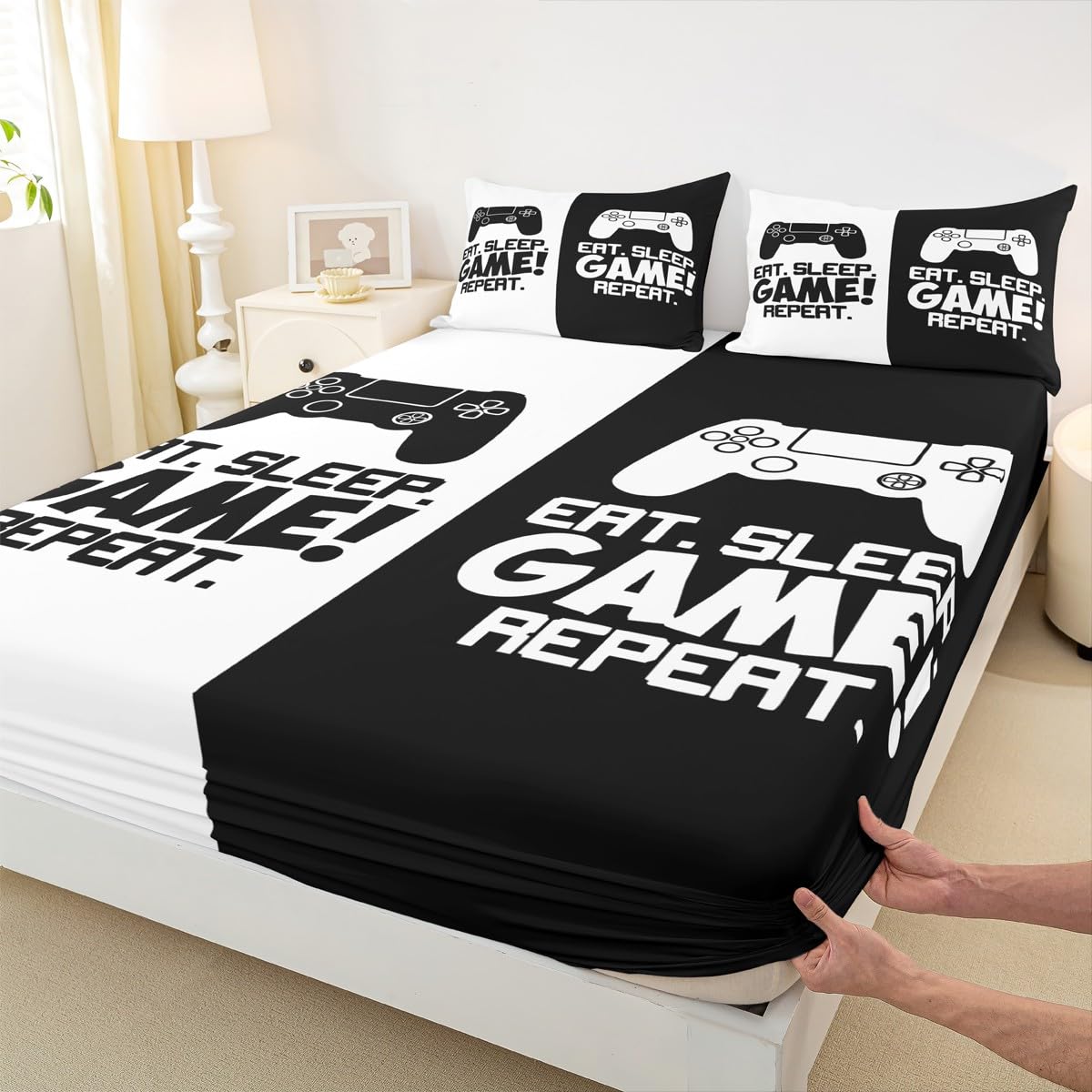 Letto Matrimoniale Stoffa Morbida - Set Lenzuola Camaleonte In Microfibra 4 Pezzi Con Tasca Profonda, Stile Militare
