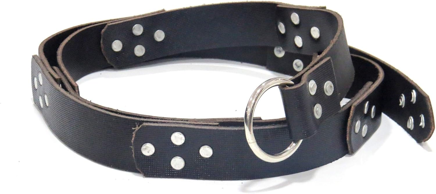 NauticalMart Leather Belt Medieval Genuine Black Leather Belt with Steel Hoop Buckle Renaissance SCA LARP