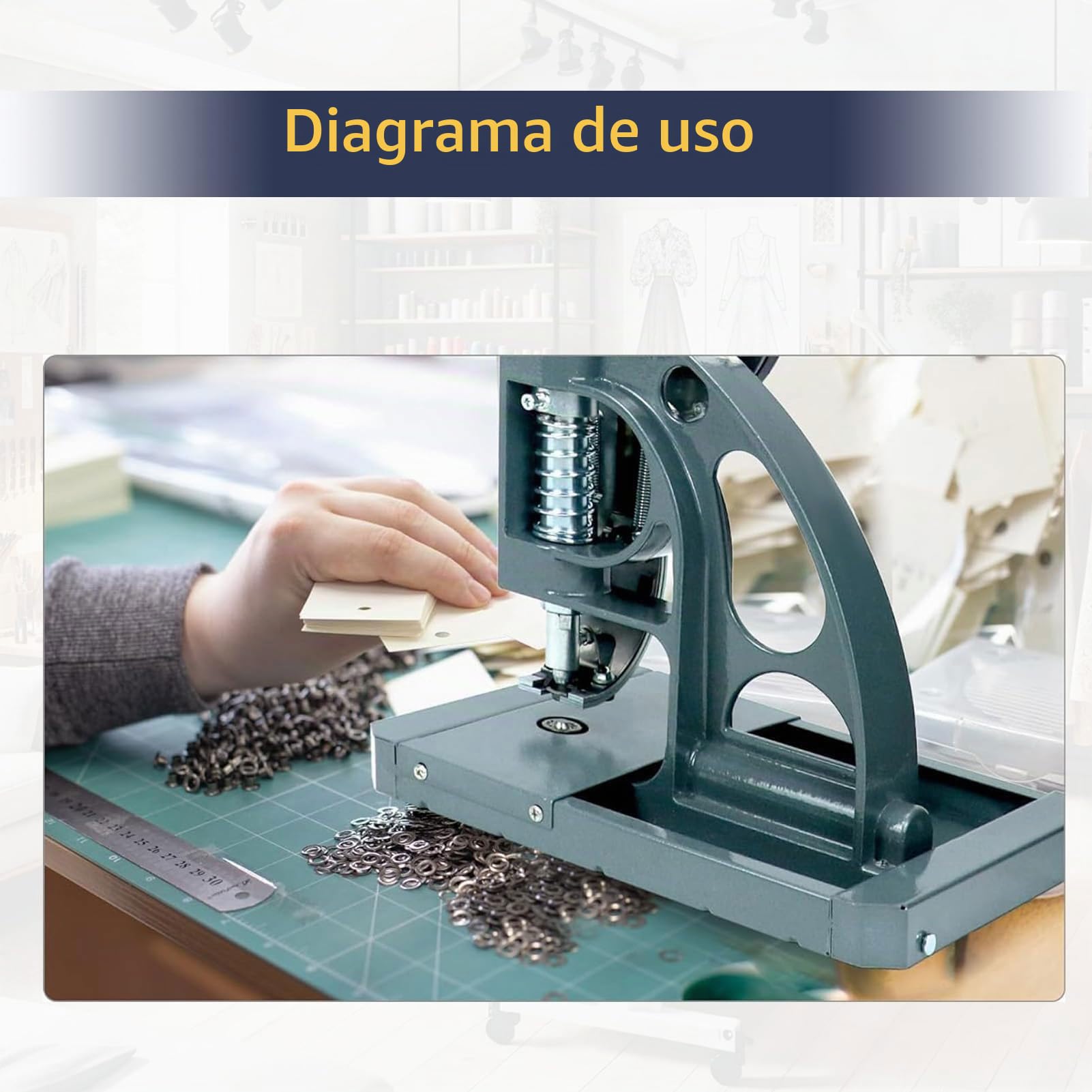 Máquina semiautomática de prensado manual de ojales, herramienta de alimentación de ojales perforadora comercial con ojal de 3/8"(10 mm), alicates perforadores de mano para pancartas, toldos 10mm