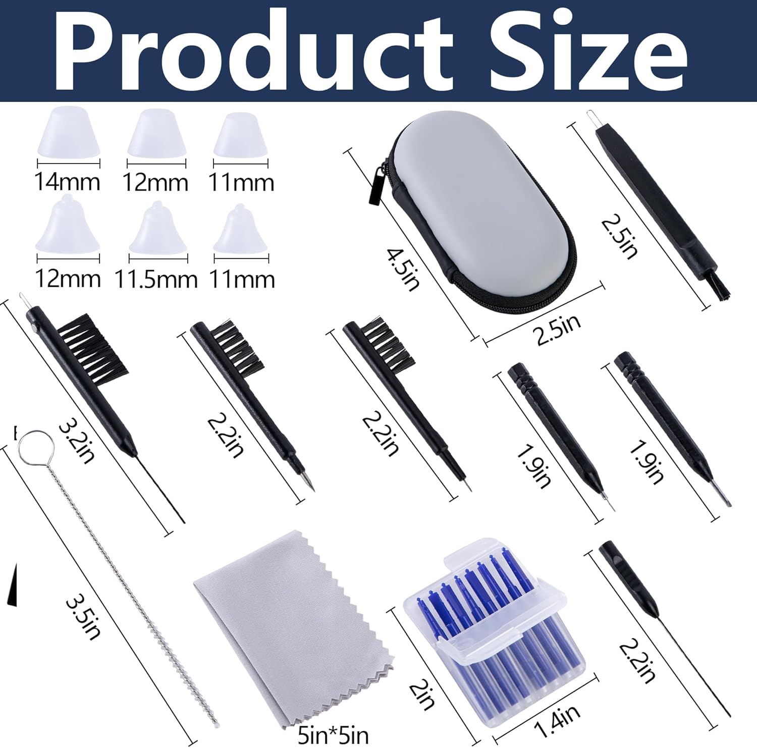 37 Pcs Hearing Amplifier Cleaner Tool, Hearing Aid Clean Replacement Set, Hearings Amplifier Accessories Kit Include 6 Size Silicone Dome, Clean Brush with Screwdriver, Wax Guards and Carrying Case