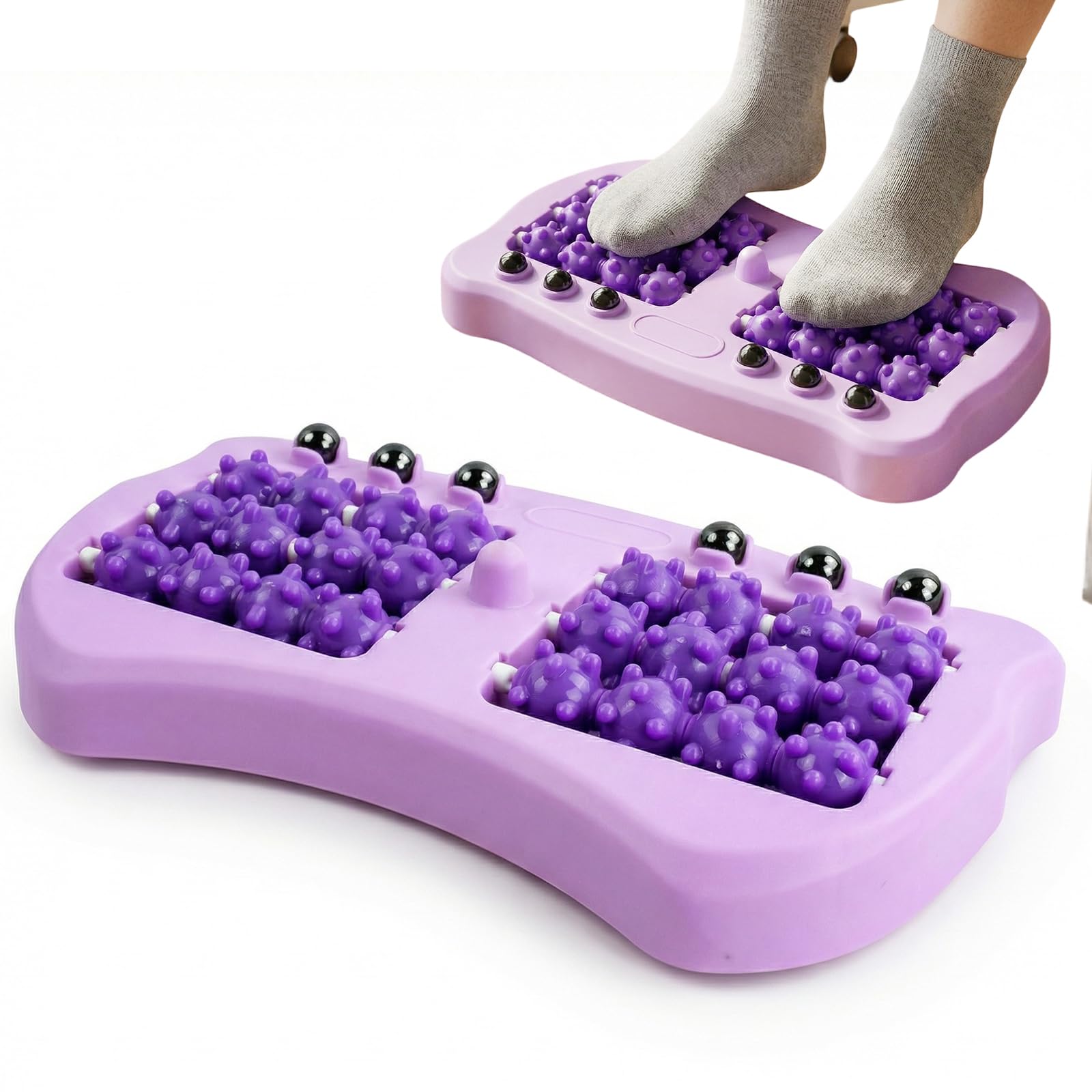 Rodillo Masajeador de Pies para Fascitis Plantar - Masajeador Pies con 6 Filas y 24 Puntos de Acupresión - Incluye 6 Cuentas Magnéticas para ReflexologÃa Podal - Alivio del Dolor y Circulación