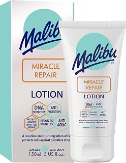 Malibu Miracle Repair Lotion 5 fl oz – Anti-Aging After Sun Moisturizer for Face & Body – Anti-Pollution & Infrared Protection – Hydrating Cream with DNA Repair – Made in the UK