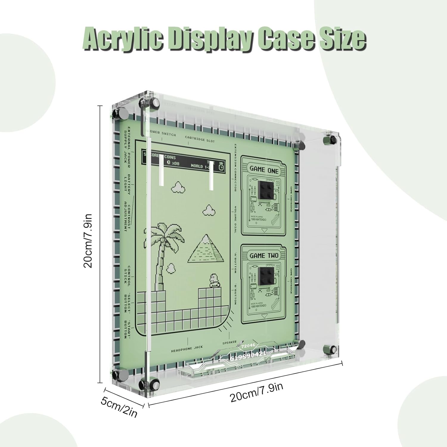 Acrylic Display Case Compatible with Lego Super Mario 72046 Game Boy, Wall Mount & Tabletop Storage Box with Magnetic Door, Transparency Acrylic Dust-Proof Cover for Collectors (Model not Included)