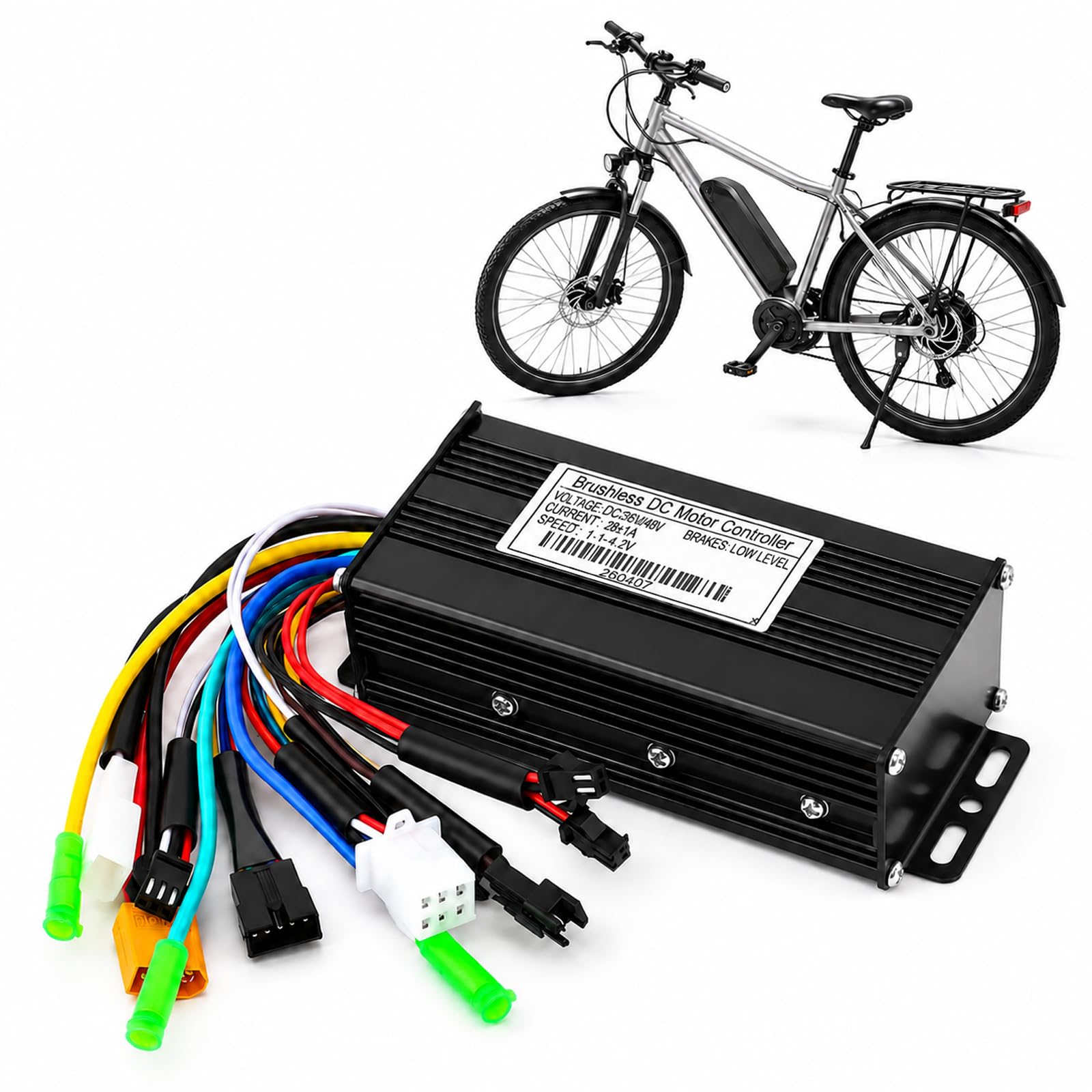 Axelrivet 26A E-Bike Sine Wave Brushless Controller, 24V/36V/48V 500W/750W
