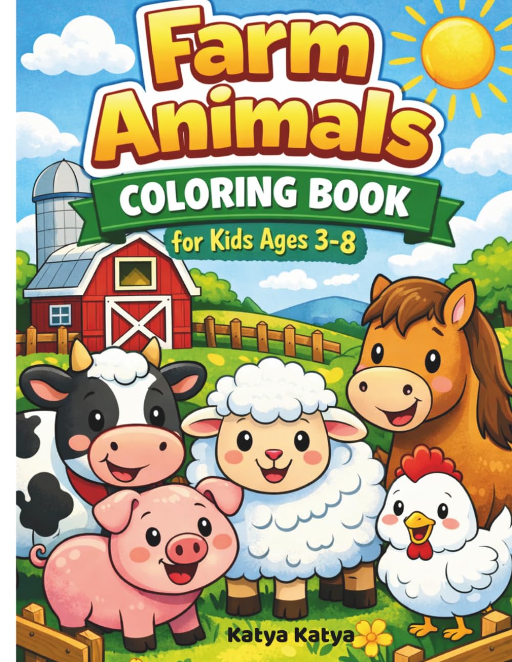 Farm Animals Coloring Book: For Kids Ages 3-8