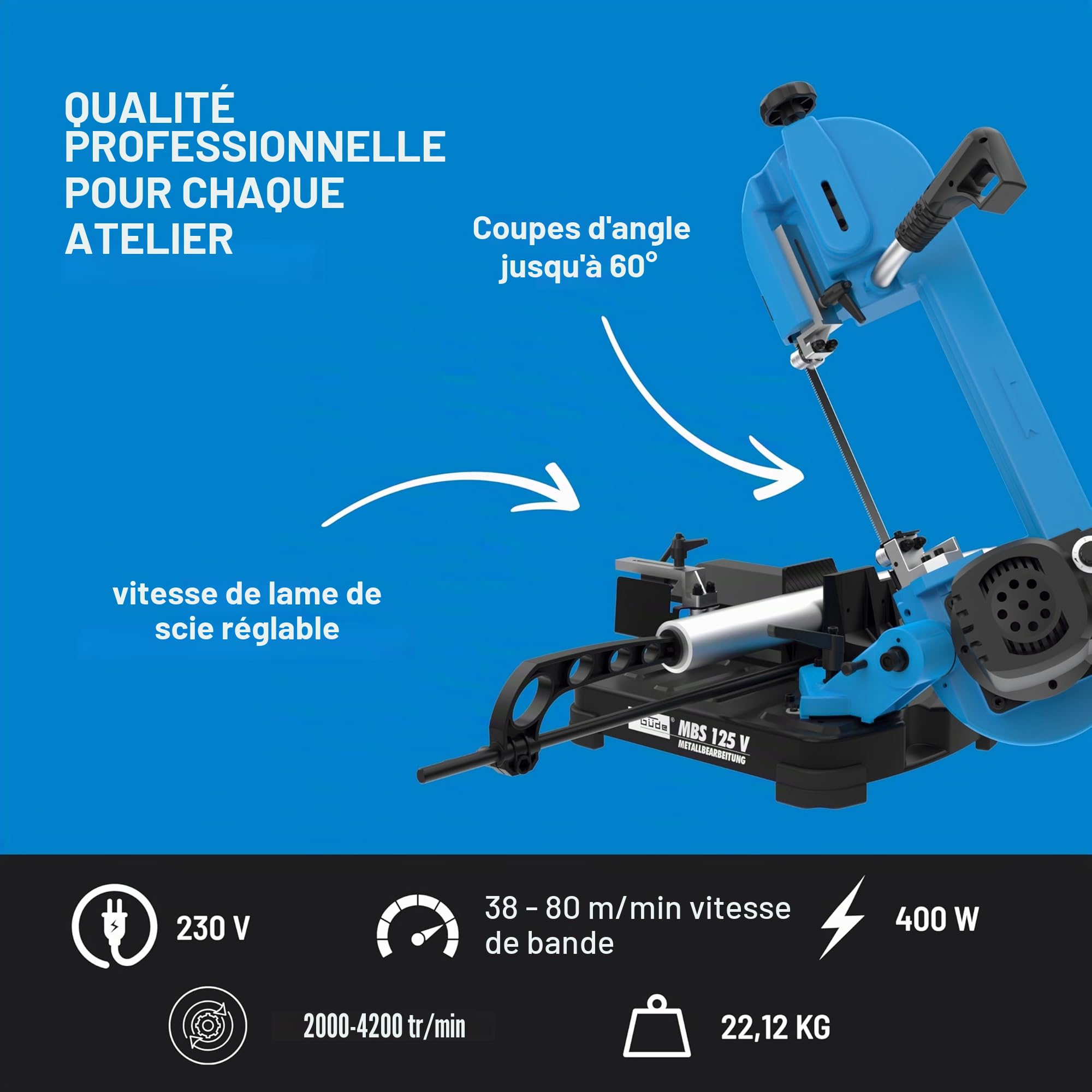 Güde MBS Scie à ruban en métal 125 V 400 W