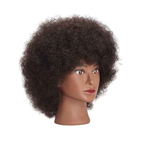 Miniatura 17 de Cabeza de maniquí 100% de pelo real, cabeza de entrenamiento, cosmetología, cabeza de maniquí con abrazadera gratuita., A
