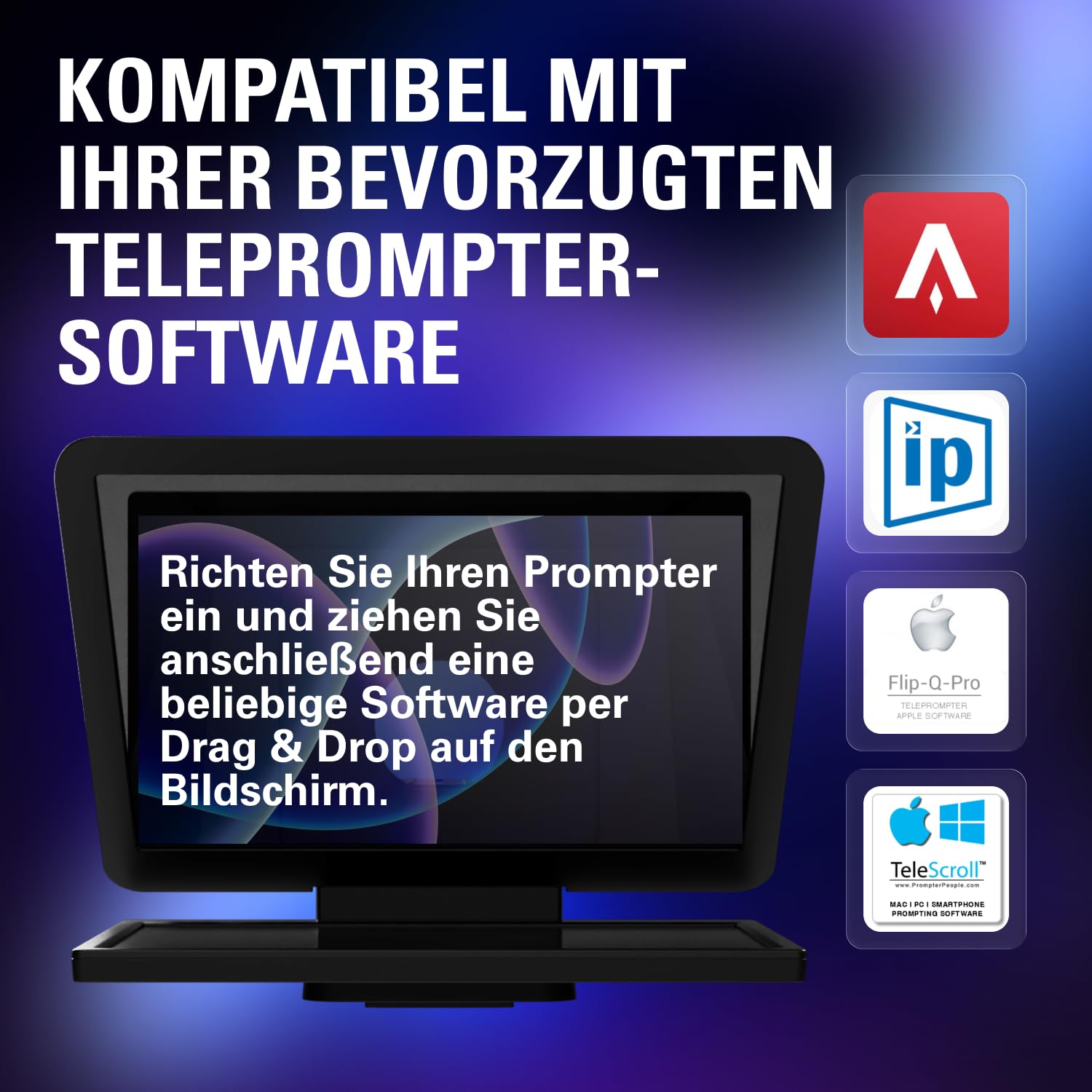 Elgato Prompter XL, vollformatiger Teleprompter, abnehmbar | 15,6-Zoll-Display abnehmbar, Full HD, doppelt als Konferenzmonitor, DSLR, spiegellos, USB-C 3.2