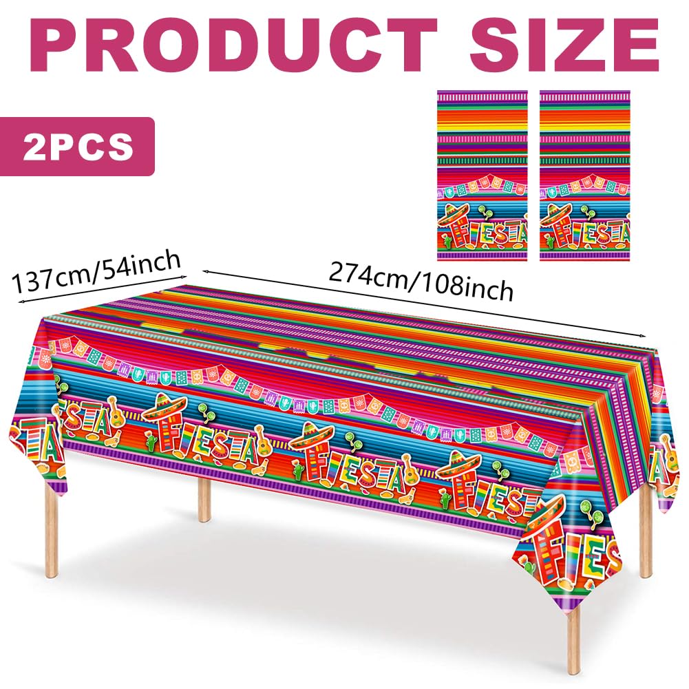 Satiskid 2 PCS Mexican Fiesta Party Tablecloth, Cinco De Mayo Party Table Covers - Image 2