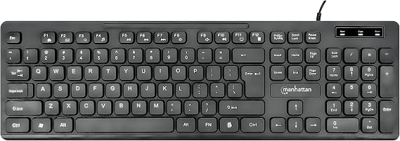 MANHATTAN Wired Keyboard Enhanced II, 104-Key USB-A, Spill-Resistant