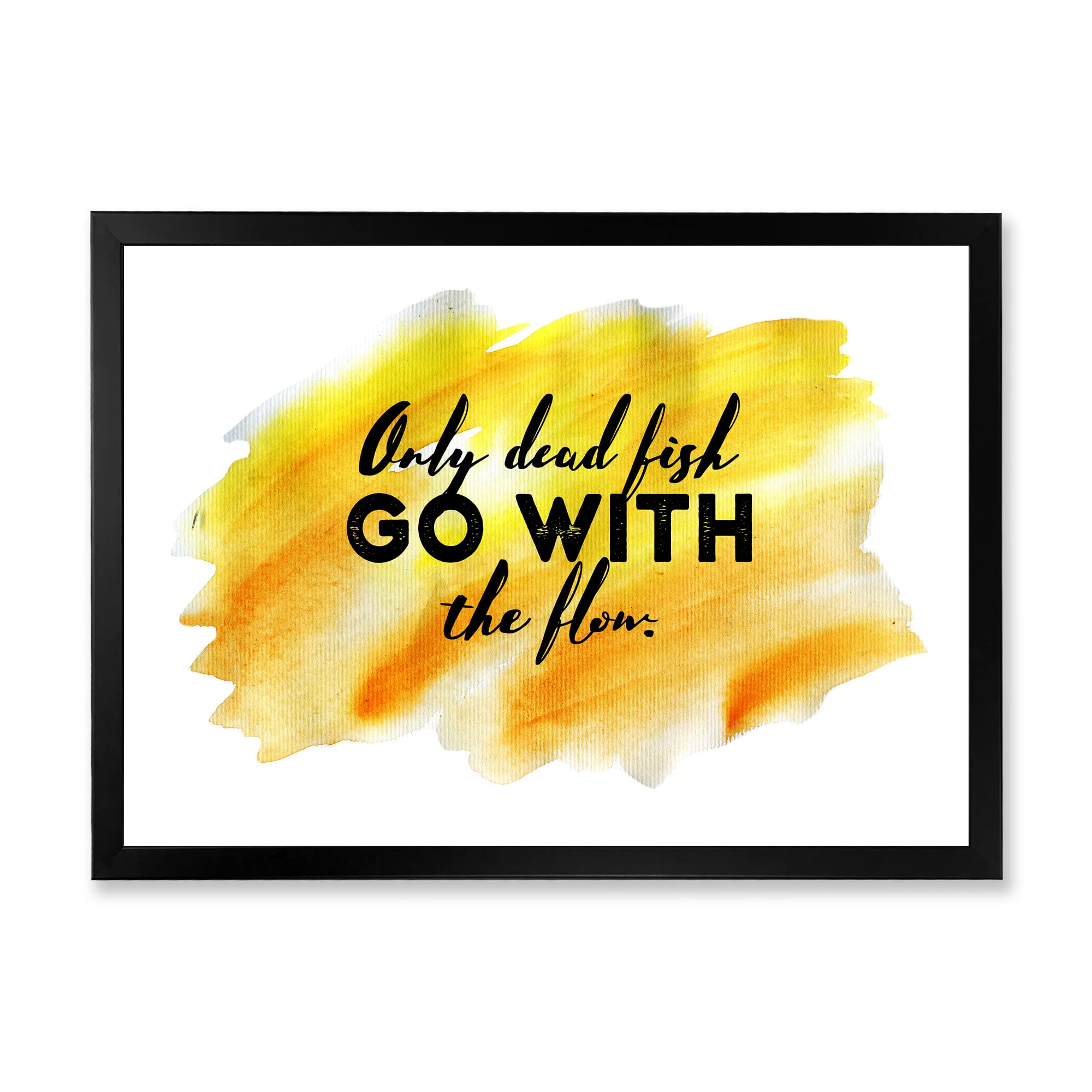 DesignQ Only Dead Fish Go With The Flow Modern Framed Wall Art