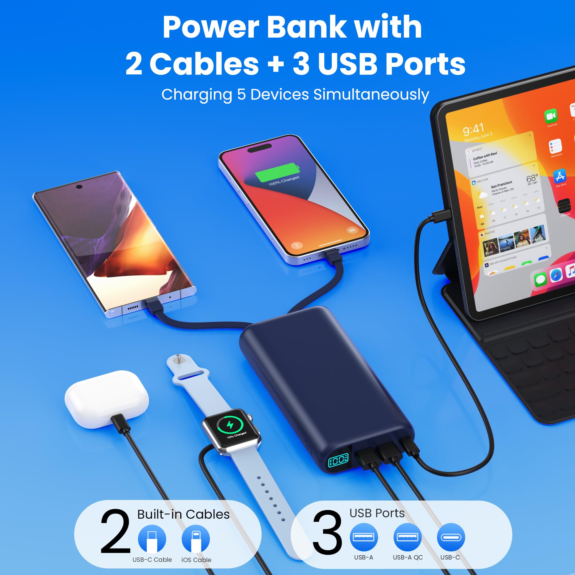 Amazon.com: Portable Charger 40,800mAh Power Bank with Built-in