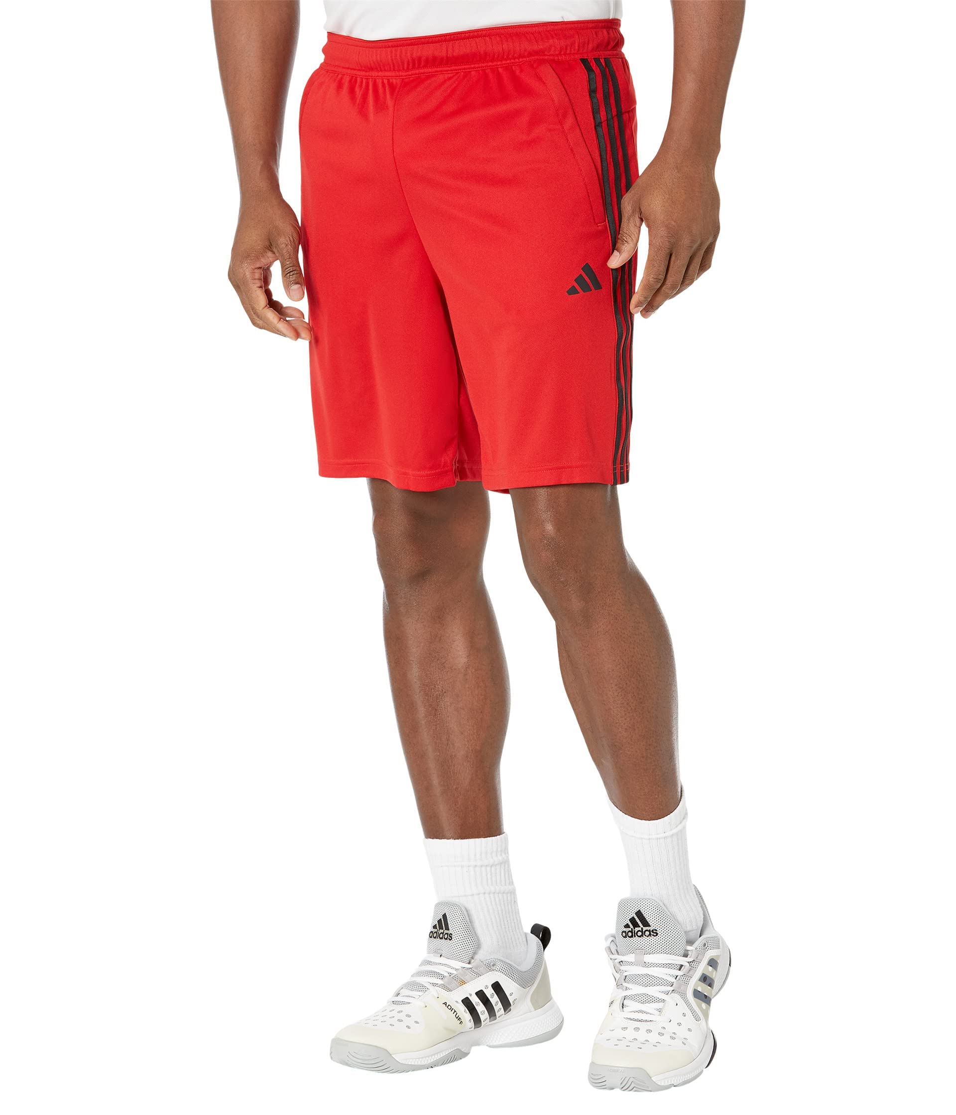 Adidas Men's Better Scarlet/Black Training Essentials Pique 3-Stripes Training Shorts, X-Large