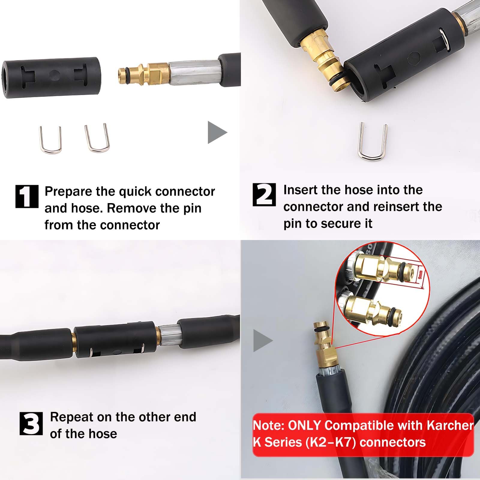 2 Stück Hochdruckreiniger Adapter für Kärcher K2 K3 K4 K5 K6 K7 Verlängerung mit M22IG Quick Connect Anschluss, Hochdruck Verlängerung für Kärcher K2 Clic wie 2.641-721.0 Hochdruckschläuchen