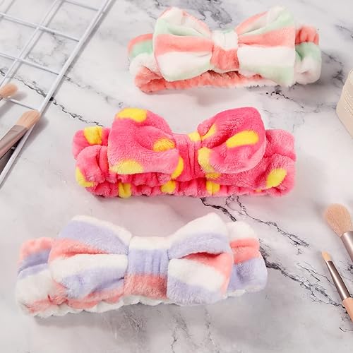Miniatura 5 de 48 bandas para el cabello con lazo, diademas de maquillaje facial, diadema de spa para lavar la cara, forro polar coral, diadema para ducha, diadema