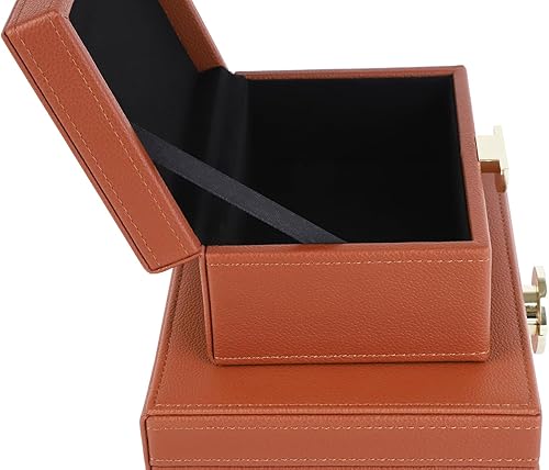 Miniatura 7 de HofferRuffer Faux Leather Jewelry Boxes, Decorative Boxes Storage Accessory Organizer with Gold Hardware Decor, Classic Vegan Leather Set of 2