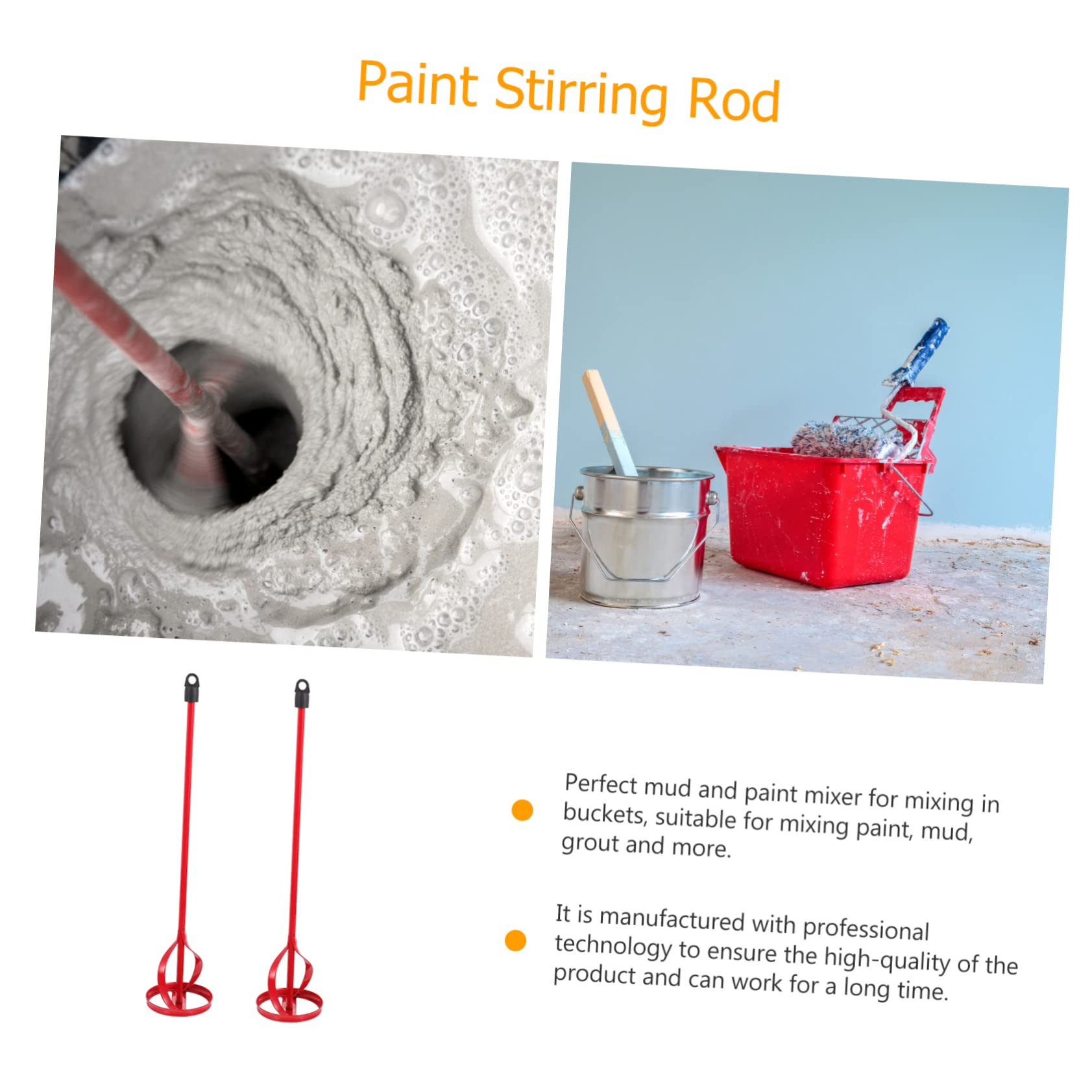 NULYLU 2pcs Paint Mixer Turbo Stirring Stick 40x8.5cm Versatile for Paint Mud Grout