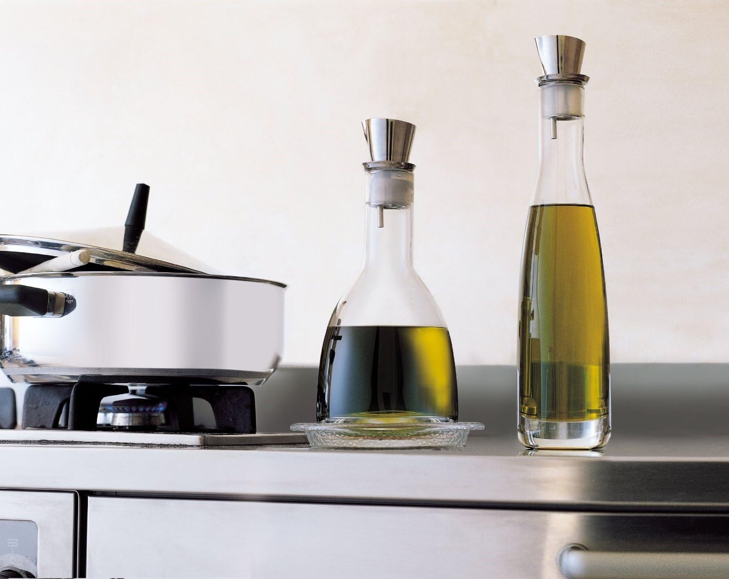 IVV Chef, Steel Cap Oil Cruet, Glass, Transparent, 0.085 X 0.085 X 0.378 cm