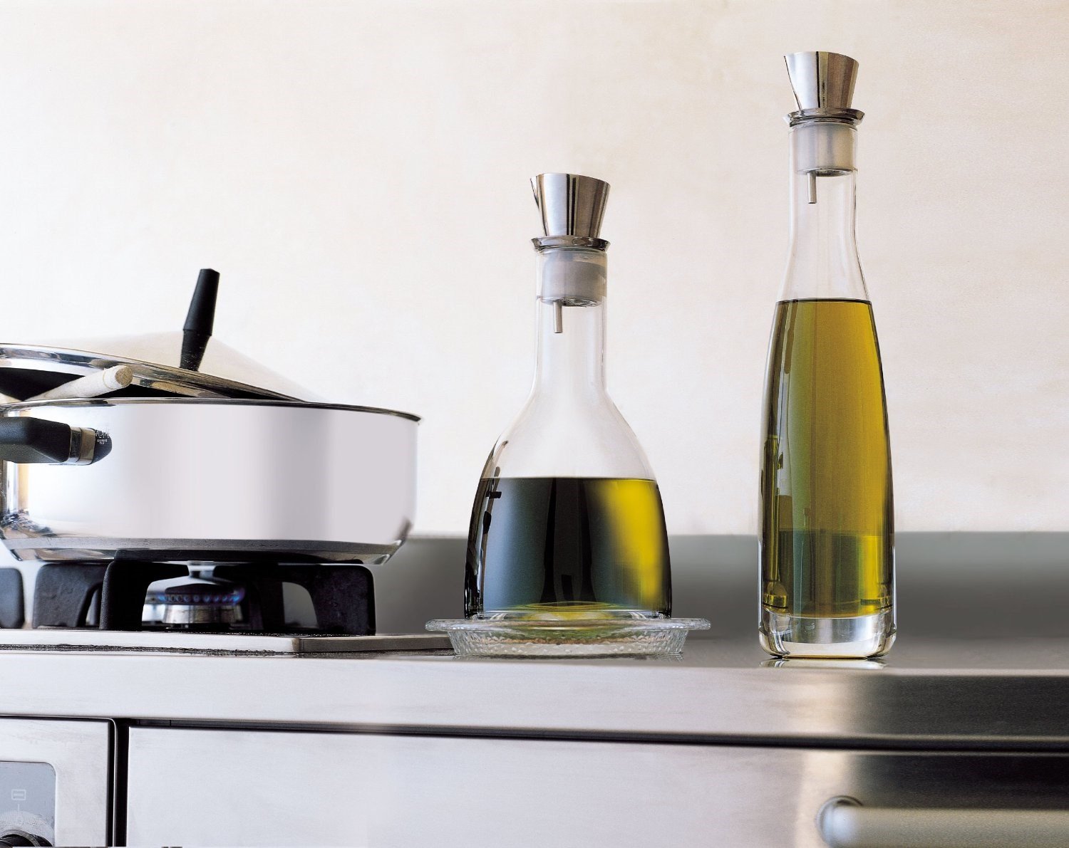 IVV Chef, Steel Cap Oil Cruet, Glass, Transparent, 0.085 X 0.085 X 0.378 cm